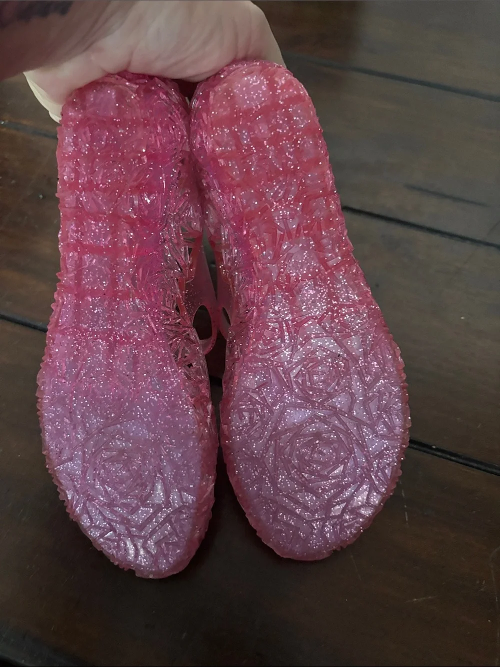 Source Unknown Girls Pink Glitter Jelly Mary Jane Sandals